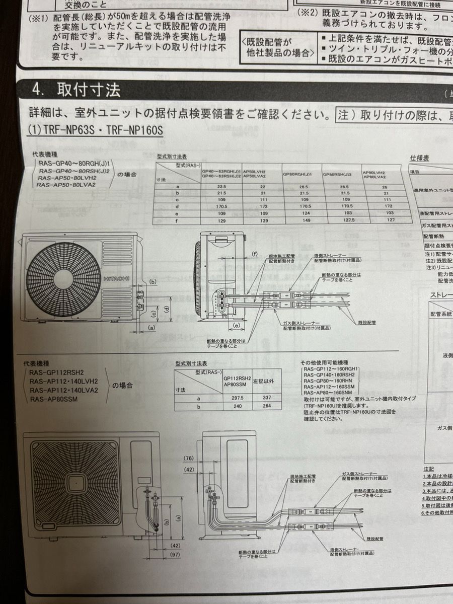HITACHI エアコン部材 リニューアルキット TRF-NP160S 業務用エアコン 日立